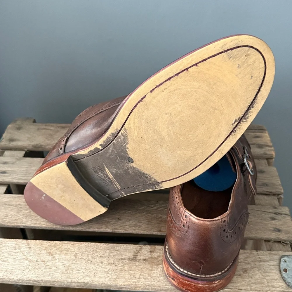 Johnston & Murphy 'Conard' Burnished‎ Leather Double Monk Strap Size 11.5 A25
